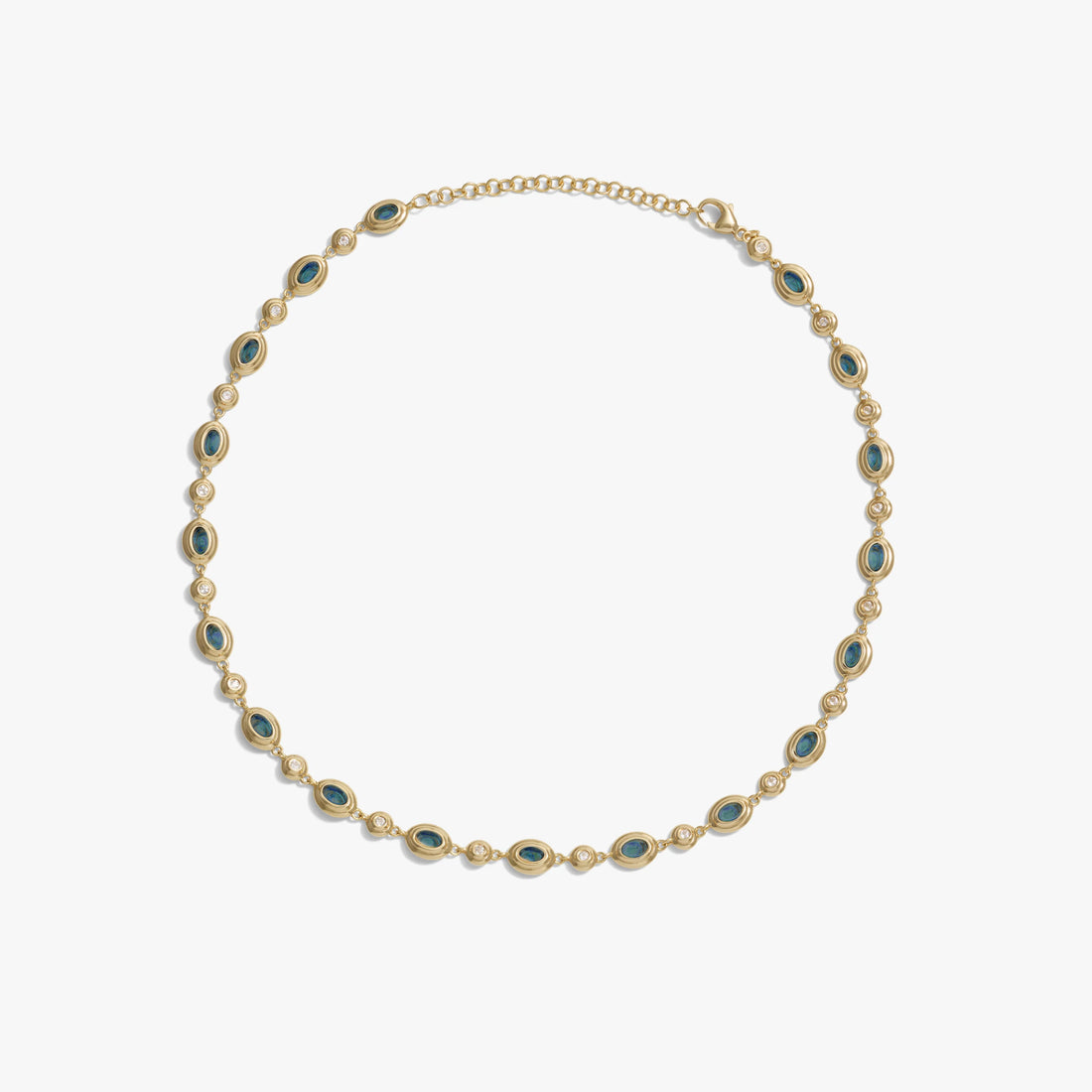 Awe Inspired Necklaces 14K Yellow Gold Vermeil / Blue Quartz Gemstone Tennis Necklace