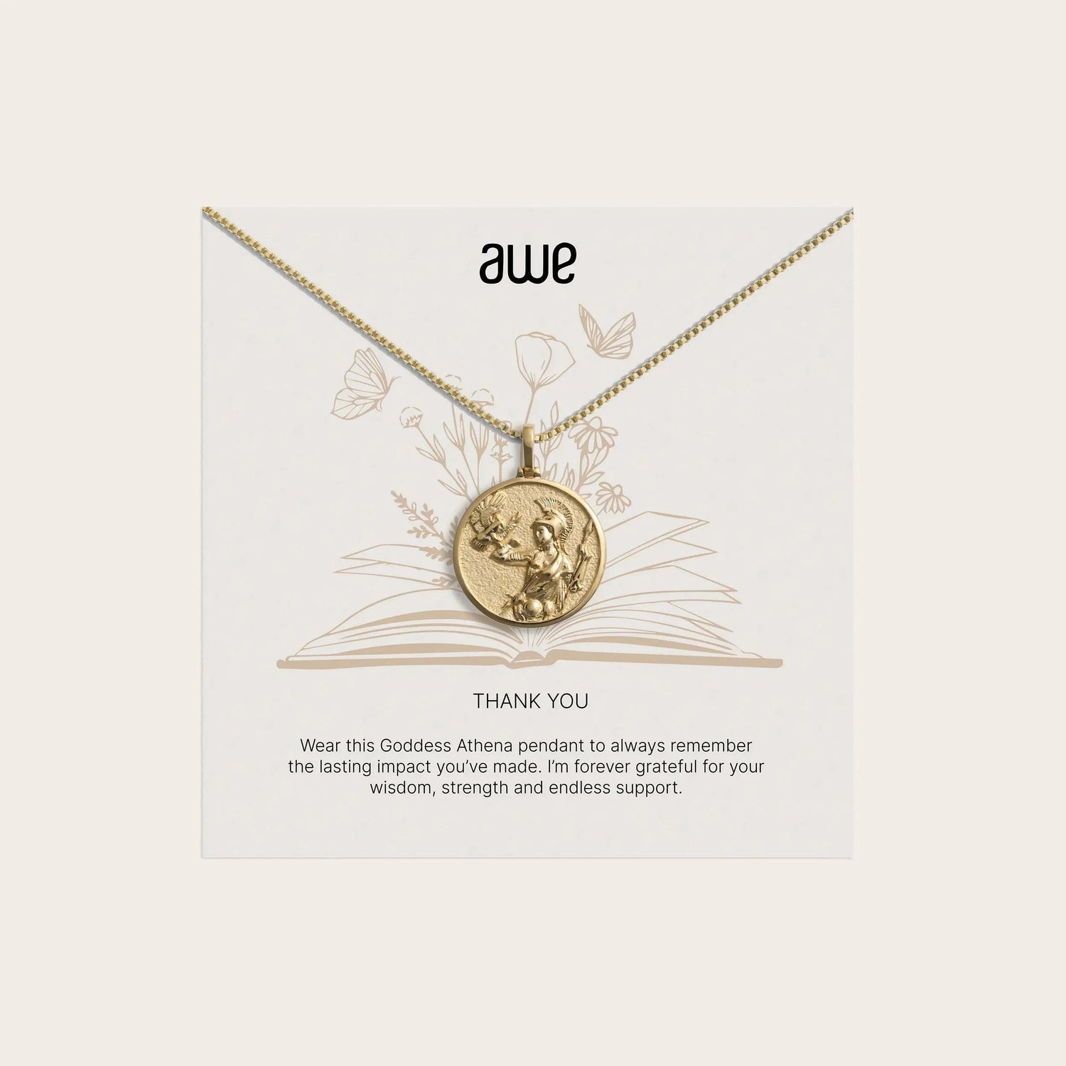 Awe Inspired Necklaces 14K Yellow Gold Vermeil / Box Chain For The Teacher Card Gift Set