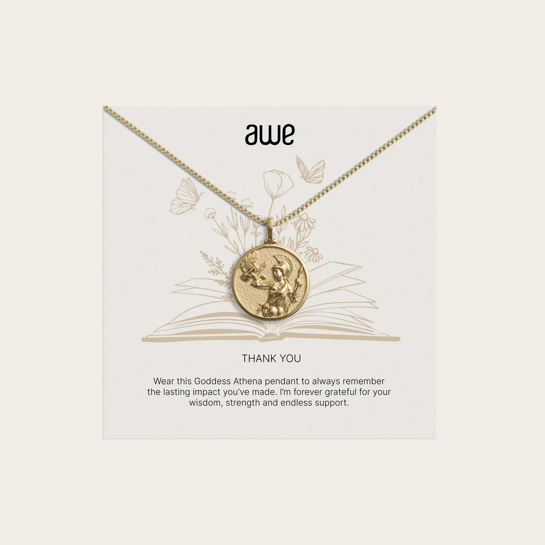 Awe Inspired Necklaces 14K Yellow Gold Vermeil / Box Chain For The Teacher Card Gift Set