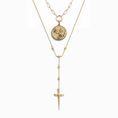 Awe Inspired Necklaces 14K Yellow Gold Vermeil By The Sword Lariat Necklace Set