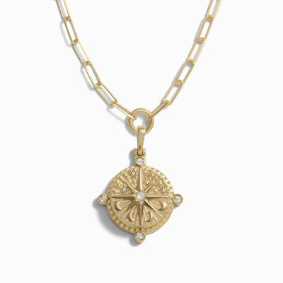 Awe Inspired Necklaces 14K Yellow Gold Vermeil Compass Locket Single Charm Necklace