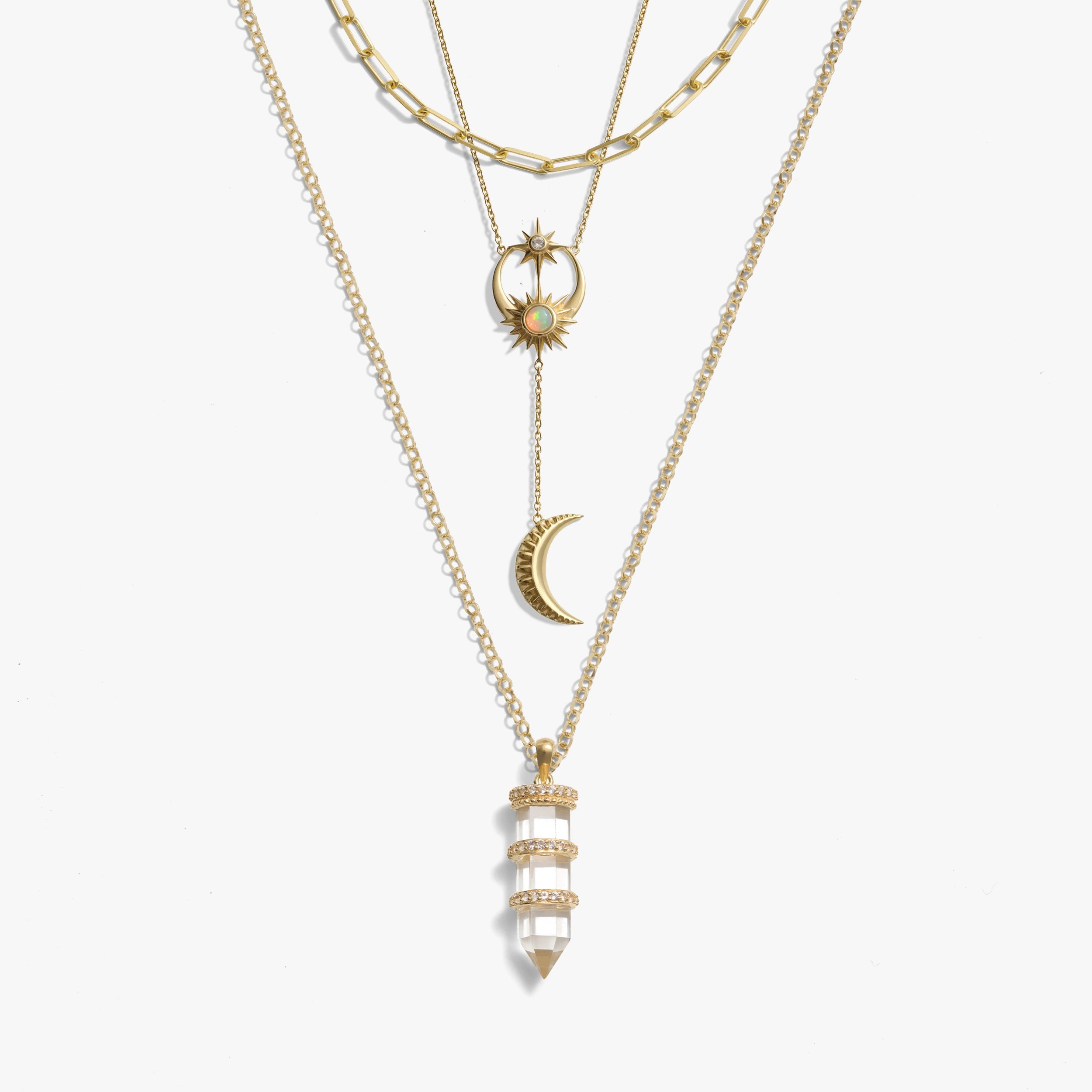 Awe Inspired Necklaces 14K Yellow Gold Vermeil Cosmic Euphoria Necklace Set