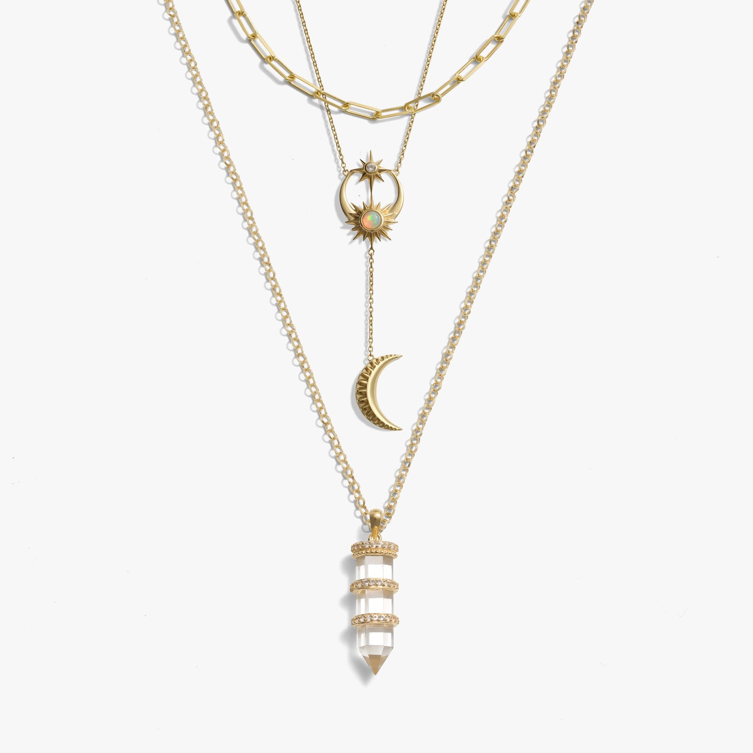 Awe Inspired Necklaces 14K Yellow Gold Vermeil Cosmic Euphoria Necklace Set