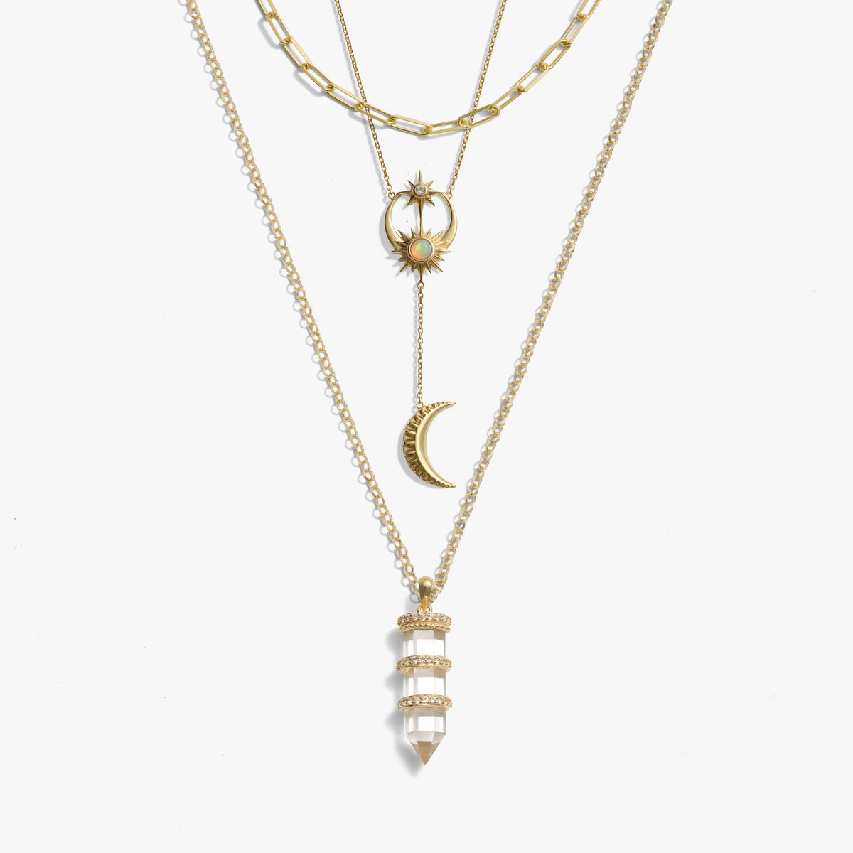 Awe Inspired Necklaces 14K Yellow Gold Vermeil Cosmic Euphoria Necklace Set