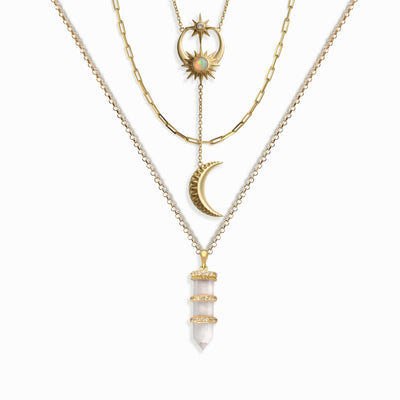 Awe Inspired Necklaces 14K Yellow Gold Vermeil Cosmic Euphoria Necklace Set