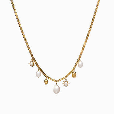 Awe Inspired Necklaces 14K Yellow Gold Vermeil Dark Romance Pearl Choker Necklace