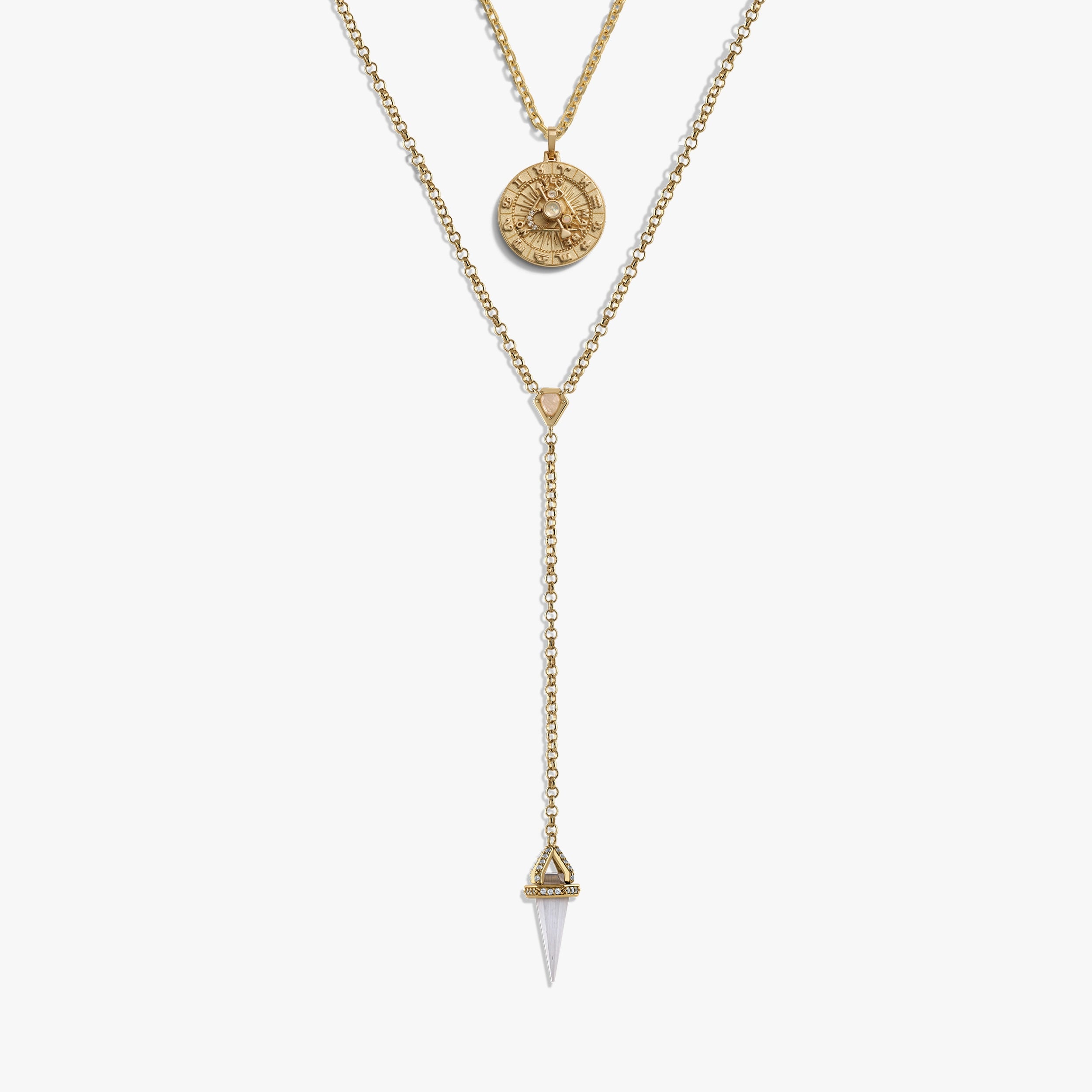 Awe Inspired Necklaces 14K Yellow Gold Vermeil Divination Necklace Set