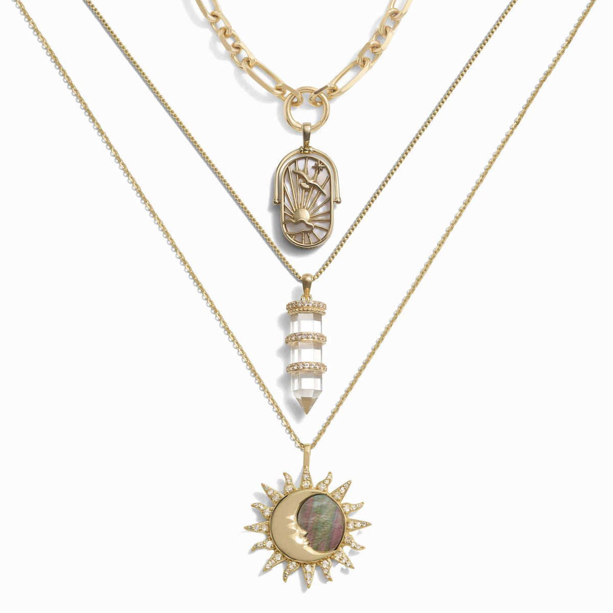 Awe Inspired Necklaces 14K Yellow Gold Vermeil Ethereal Spirit Necklace Set