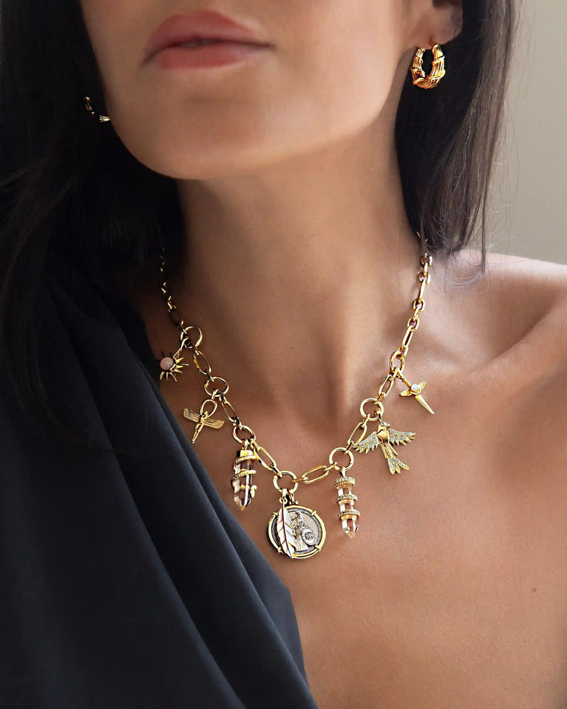 Awe Inspired Necklaces 14K Yellow Gold Vermeil Fire Charm Necklace