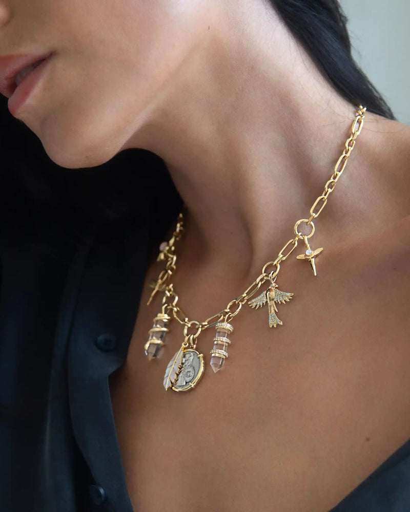 Awe Inspired Necklaces 14K Yellow Gold Vermeil Fire Charm Necklace