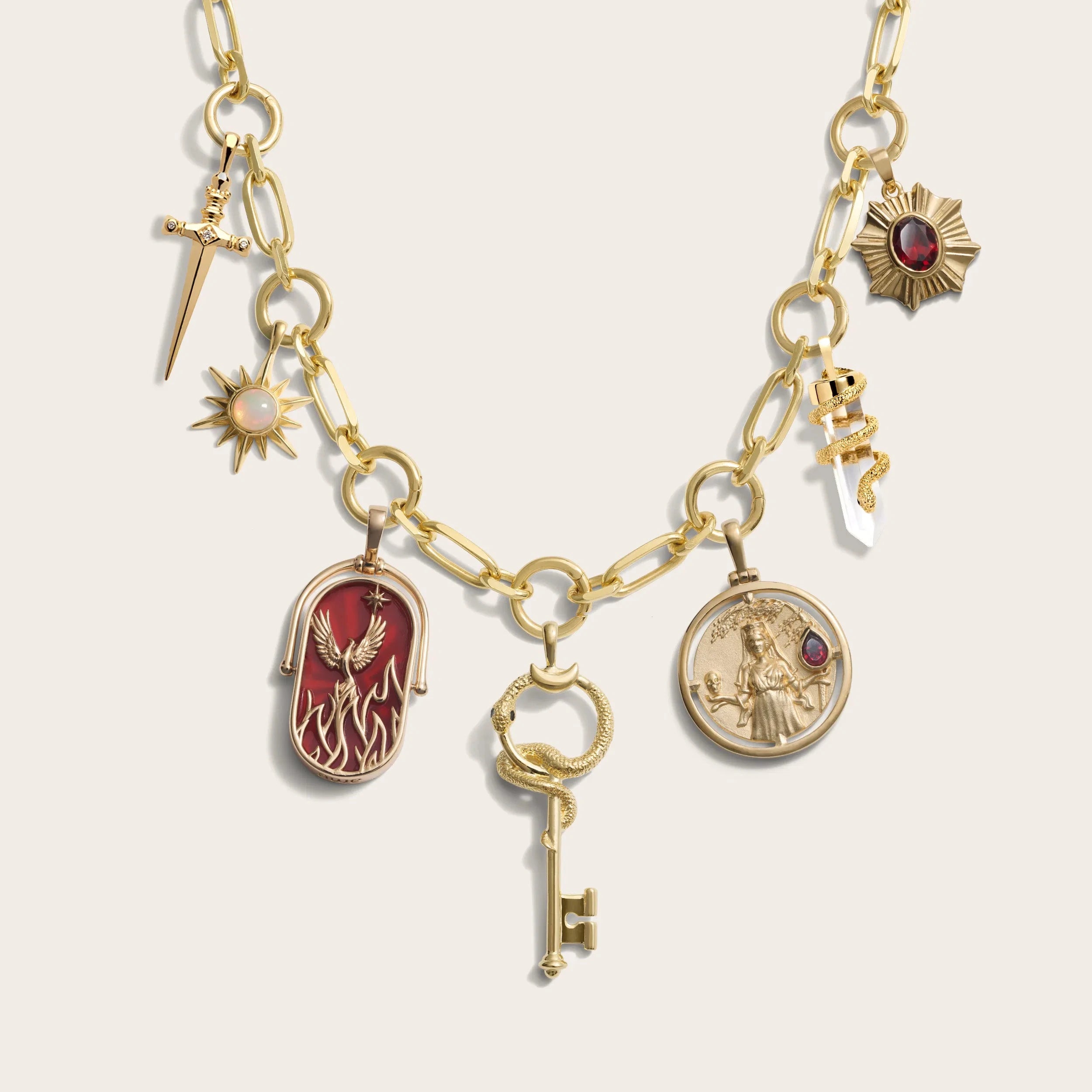 Awe Inspired Necklaces 14K Yellow Gold Vermeil Fire Statement Charm Necklace