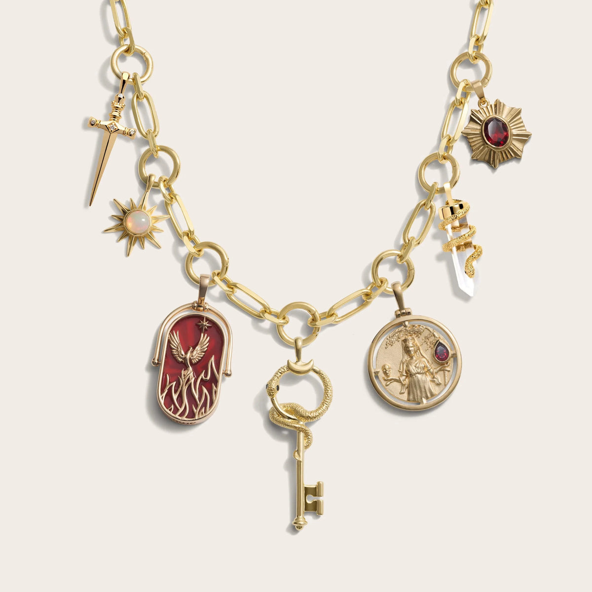 Awe Inspired Necklaces 14K Yellow Gold Vermeil Fire Statement Charm Necklace