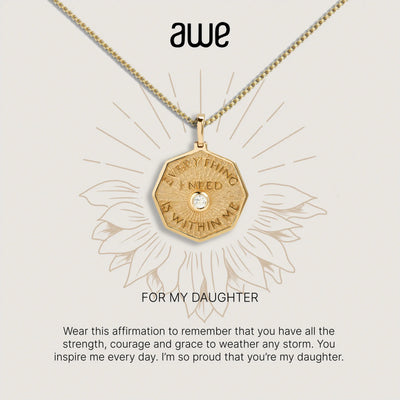 Awe Inspired Necklaces 14K Yellow Gold Vermeil For My Daughter Card Gift Set