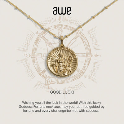 Awe Inspired Necklaces 14K Yellow Gold Vermeil Good Luck Card Gift Set