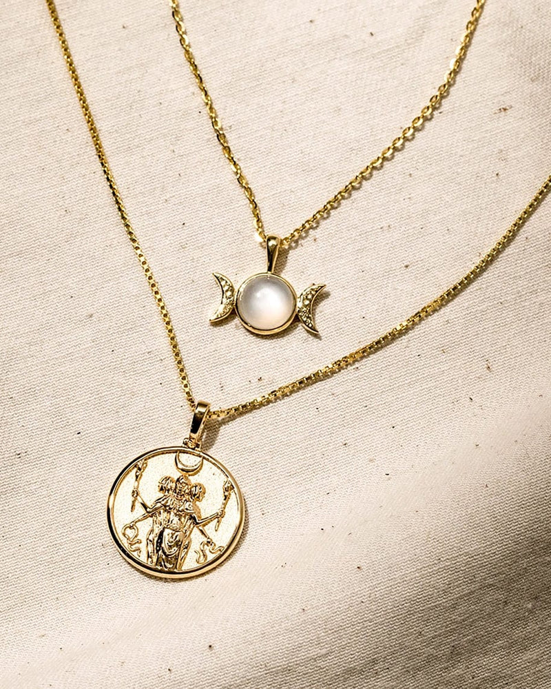 Awe Inspired Necklaces 14K Yellow Gold Vermeil Hecate + Triple Moon Necklace Set