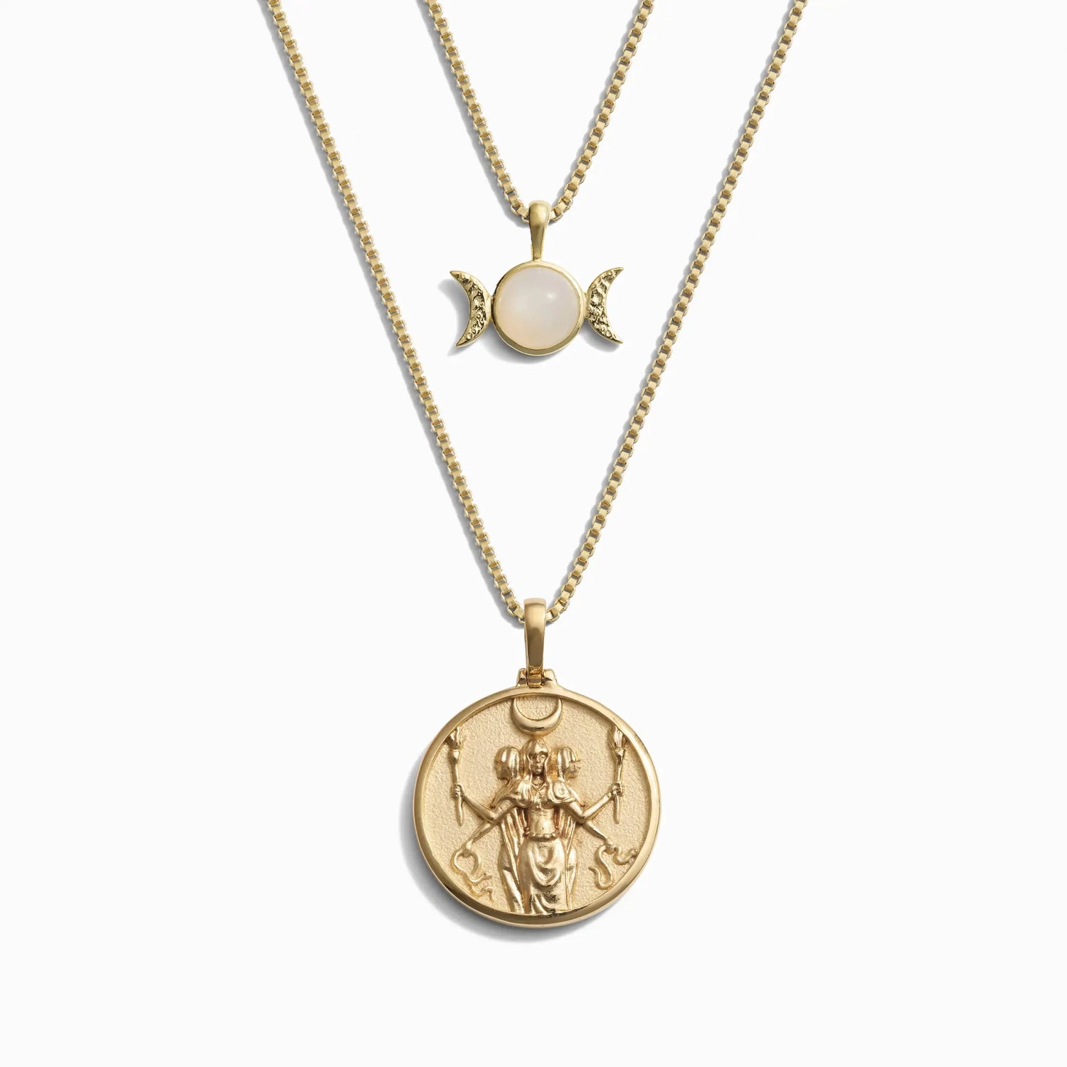 Product image of Awe Inspired Necklaces 14K Yellow Gold Vermeil Hecate + Triple Moon Necklace Set