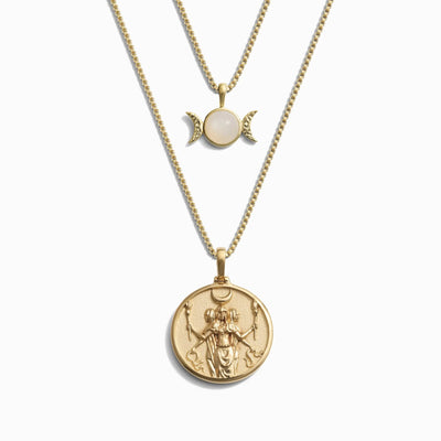 Awe Inspired Necklaces 14K Yellow Gold Vermeil Hecate + Triple Moon Necklace Set