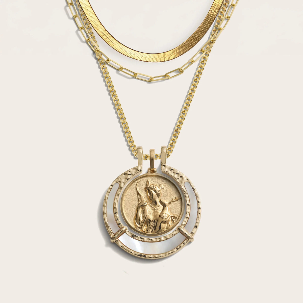 Awe Inspired Necklaces 14K Yellow Gold Vermeil Hunter's Moon Halo Necklace Set