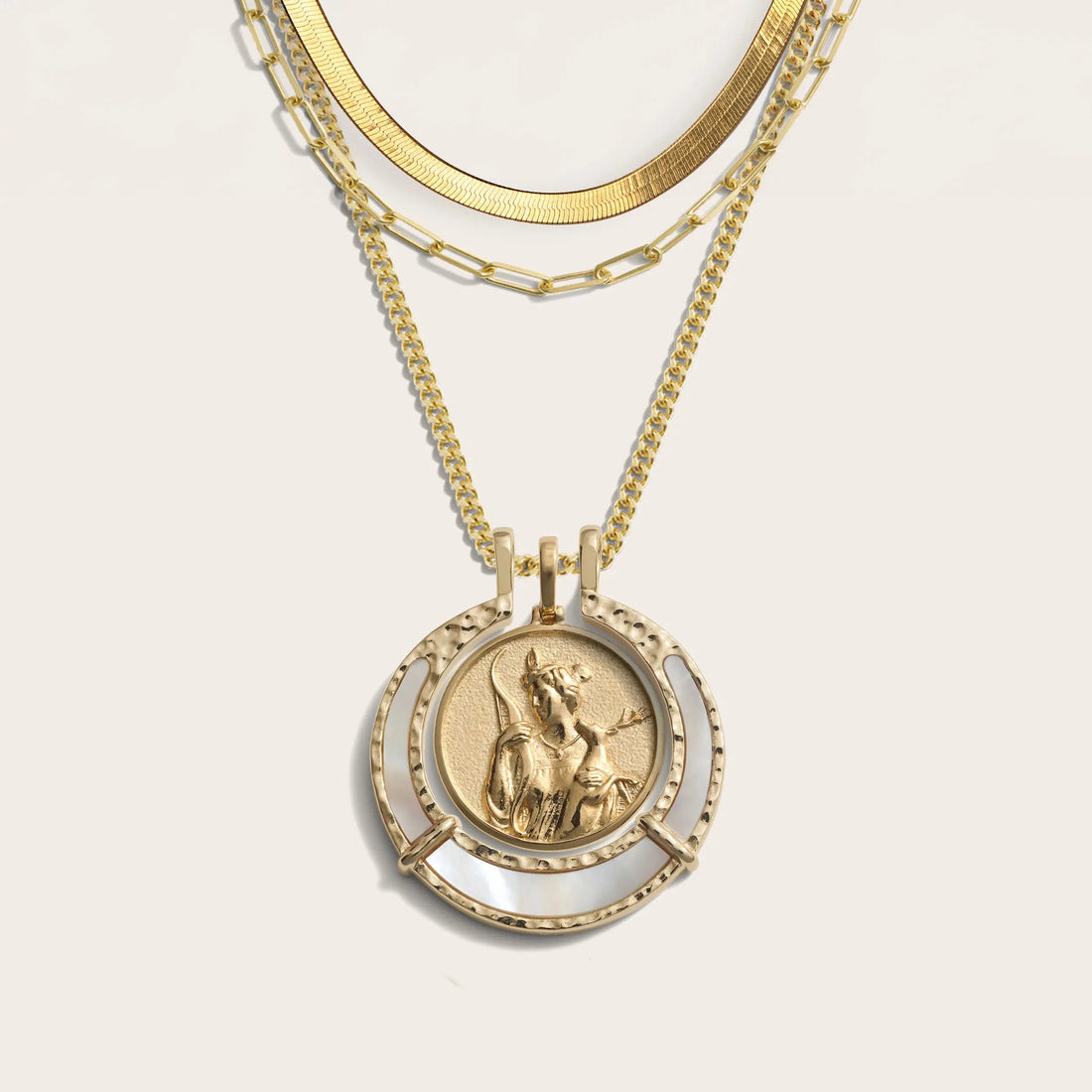 Awe Inspired Necklaces 14K Yellow Gold Vermeil Hunter's Moon Halo Necklace Set