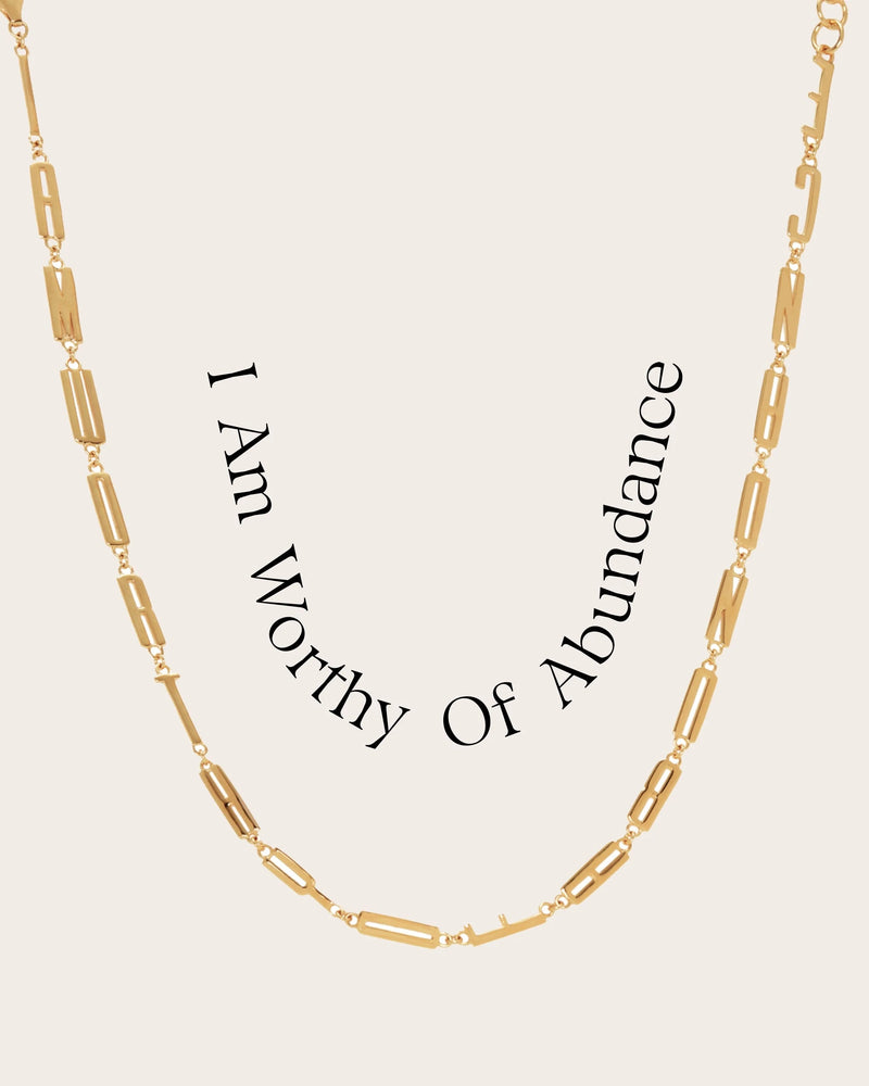 Awe Inspired Necklaces 14K Yellow Gold Vermeil / I Am Worthy of Abundance Affirmation Necklace