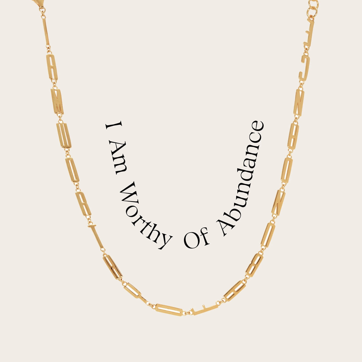 Awe Inspired Necklaces 14K Yellow Gold Vermeil / I Am Worthy of Abundance Affirmation Necklace