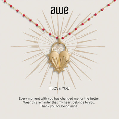 Awe Inspired Necklaces 14K Yellow Gold Vermeil I Love You Card Gift Set