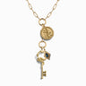 Awe Inspired Necklaces 14K Yellow Gold Vermeil / Indigo London Topaz Athena Unlocked Charm Collector Lariat