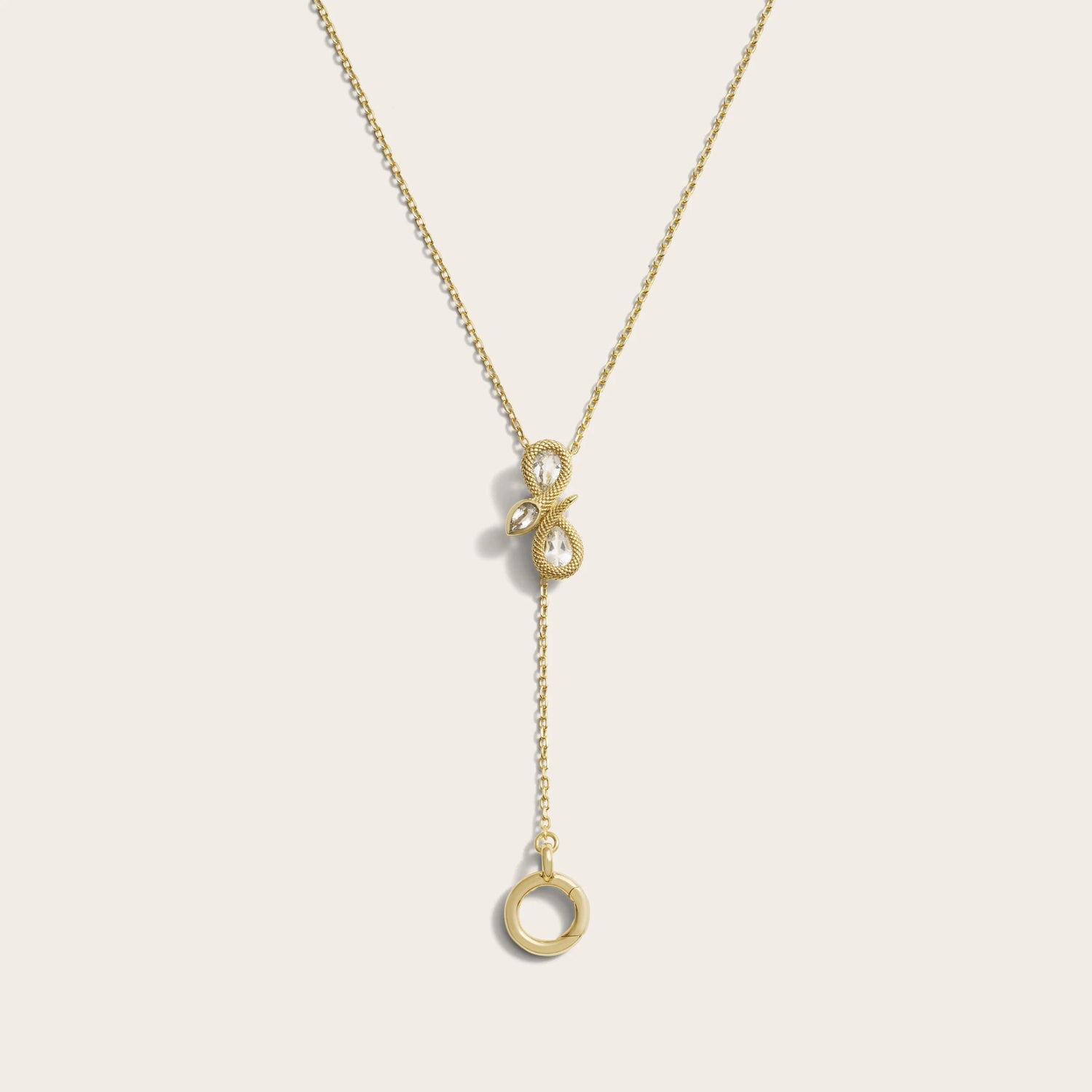 Awe Inspired Necklaces 14K Yellow Gold Vermeil Infinity Snake Charm Lariat