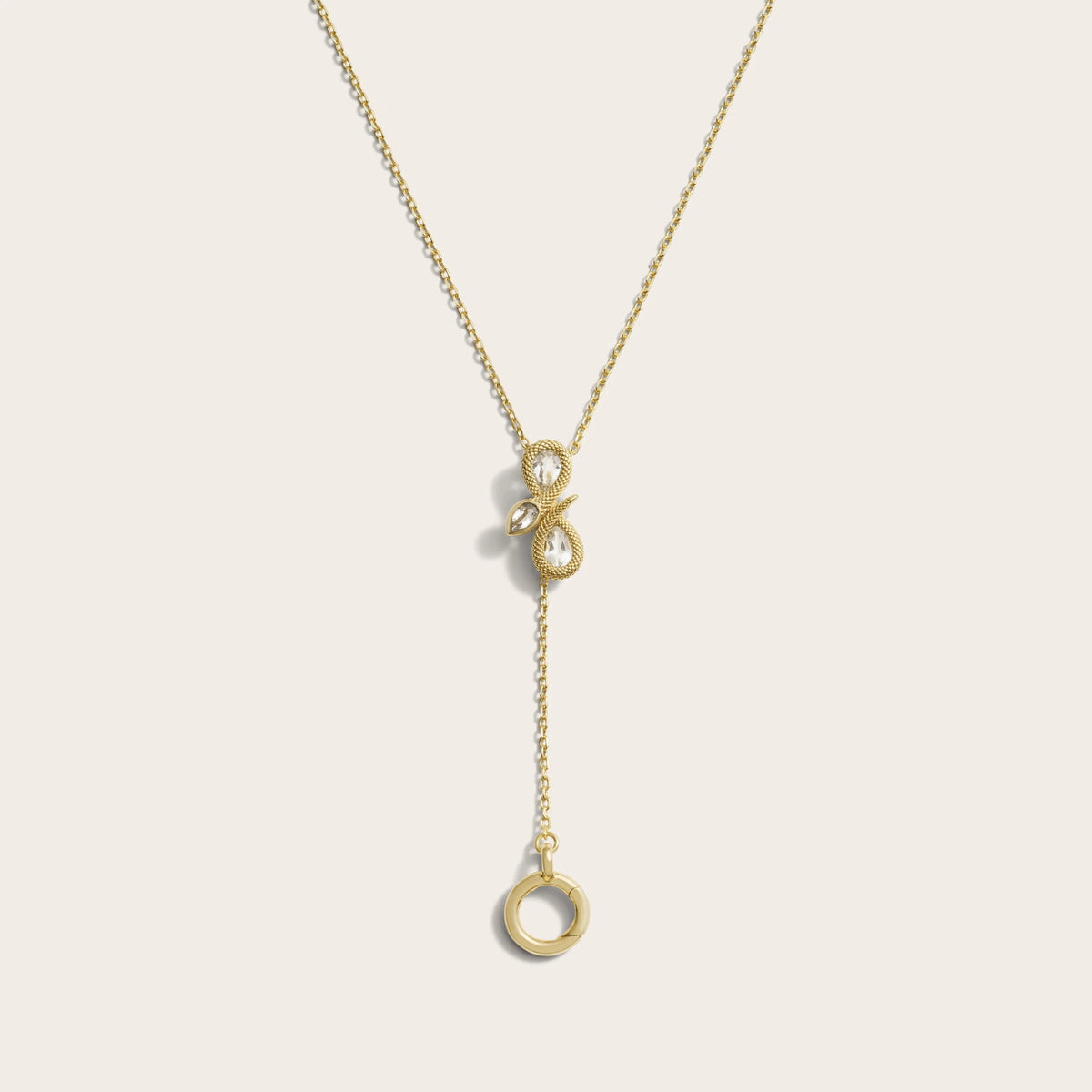 Awe Inspired Necklaces 14K Yellow Gold Vermeil Infinity Snake Charm Lariat