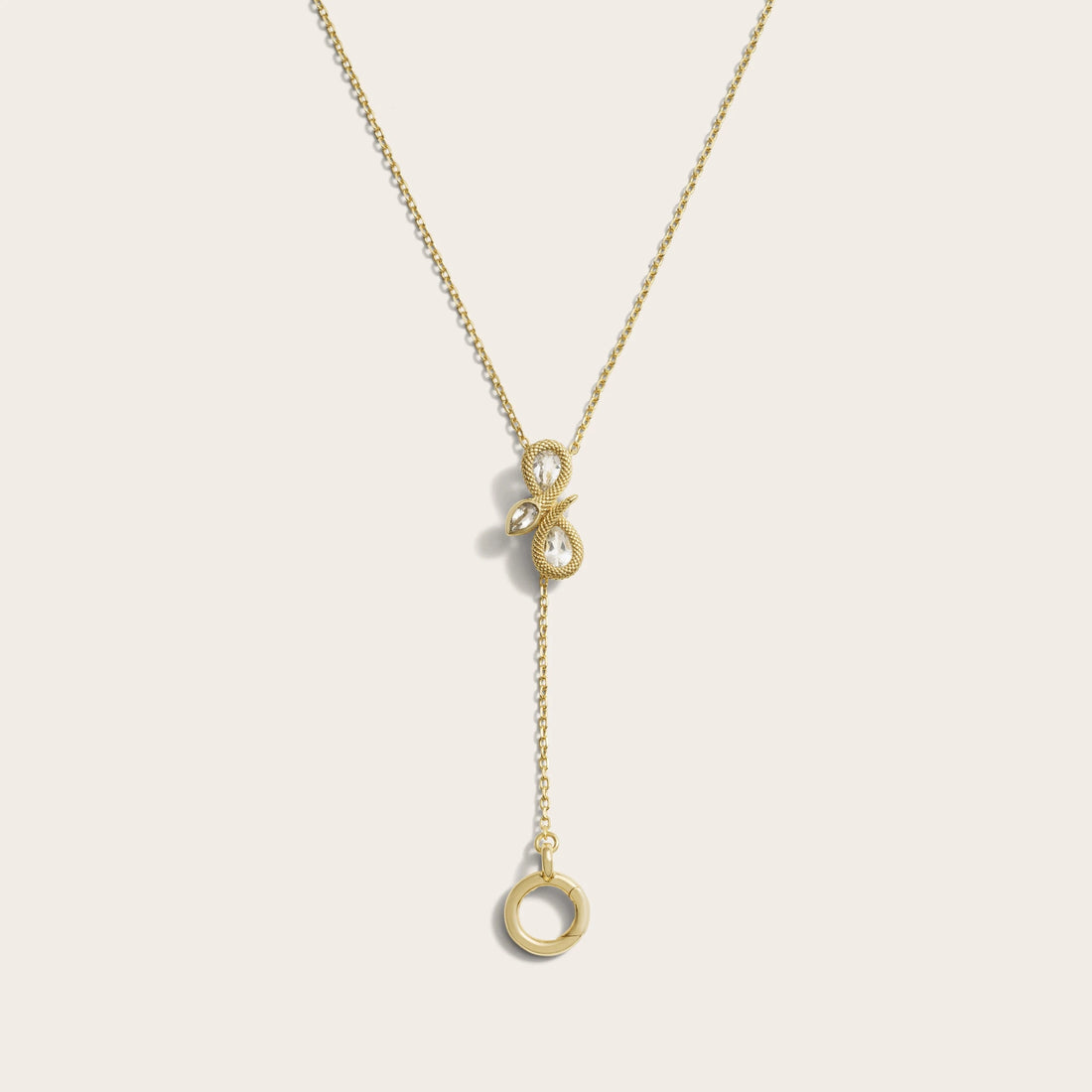Awe Inspired Necklaces 14K Yellow Gold Vermeil Infinity Snake Charm Lariat