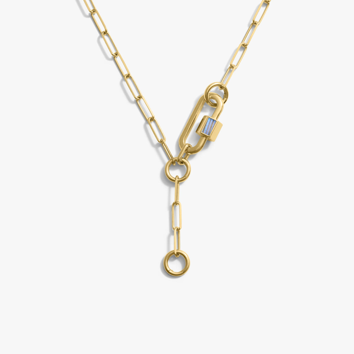 Awe Inspired Necklaces 14K Yellow Gold Vermeil / Labradorite Carabiner Lariat Collector Necklace