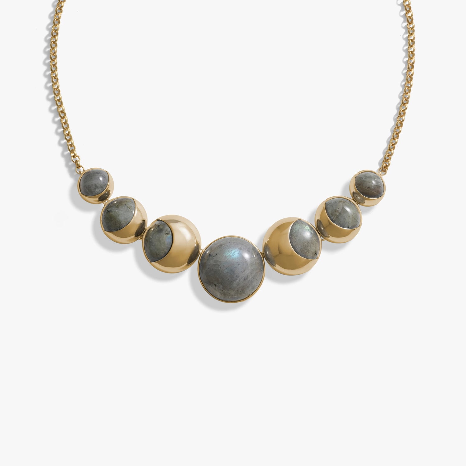Awe Inspired Necklaces 14K Yellow Gold Vermeil Labradorite Moon Phase Statement Necklace