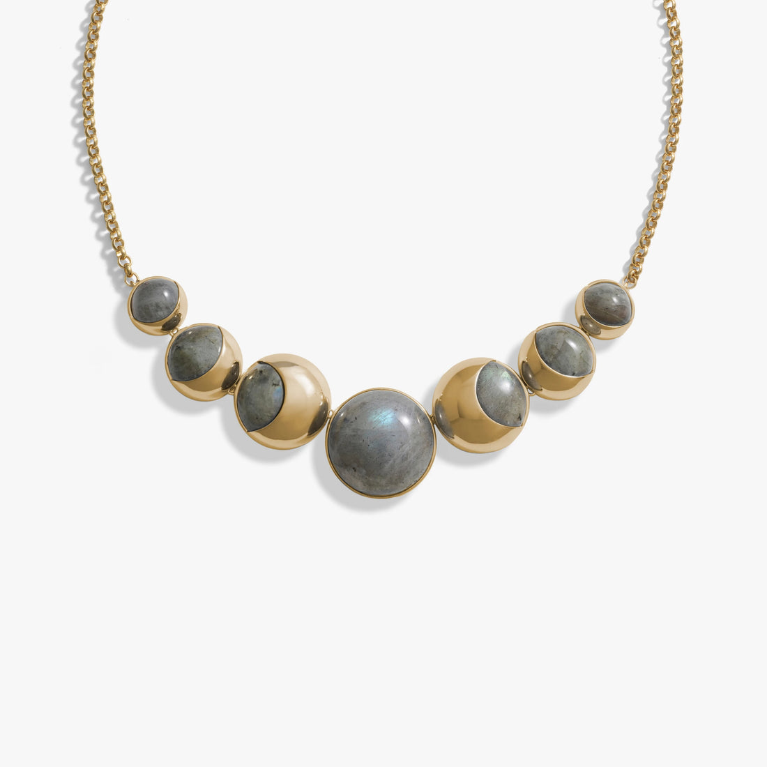 Awe Inspired Necklaces 14K Yellow Gold Vermeil Labradorite Moon Phase Statement Necklace
