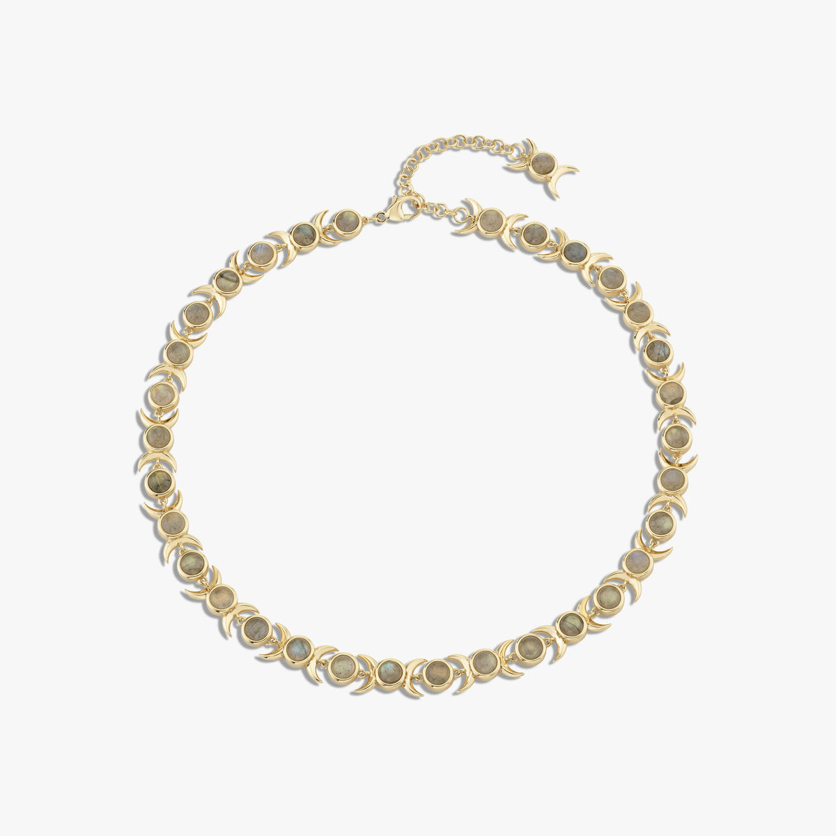 Awe Inspired Necklaces 14K Yellow Gold Vermeil / Labradorite Triple Moon Tennis Necklace