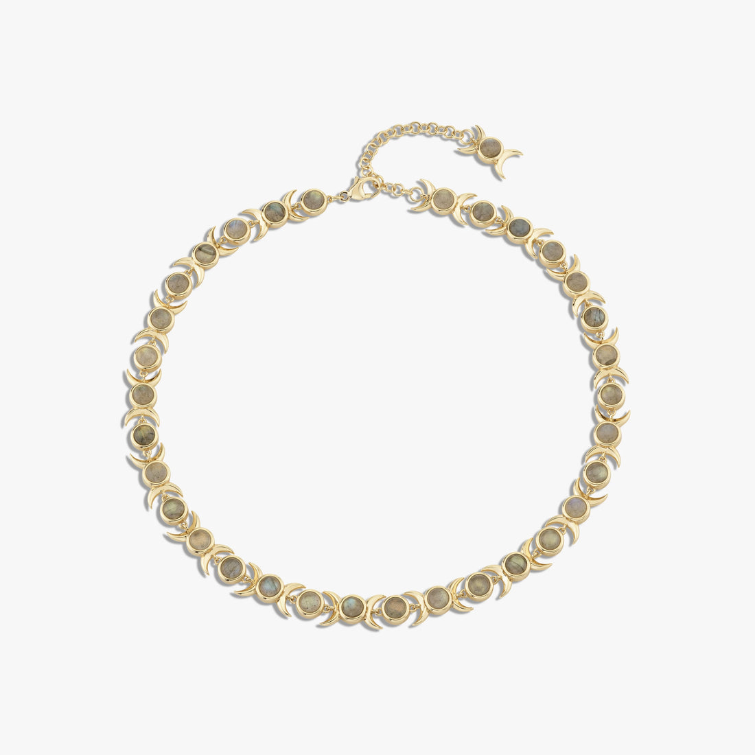 Awe Inspired Necklaces 14K Yellow Gold Vermeil / Labradorite Triple Moon Tennis Necklace