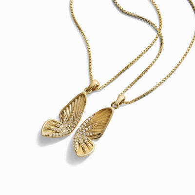 Awe Inspired Necklaces 14K Yellow Gold Vermeil / Large / 16"-18" Butterfly Wing Necklace Set