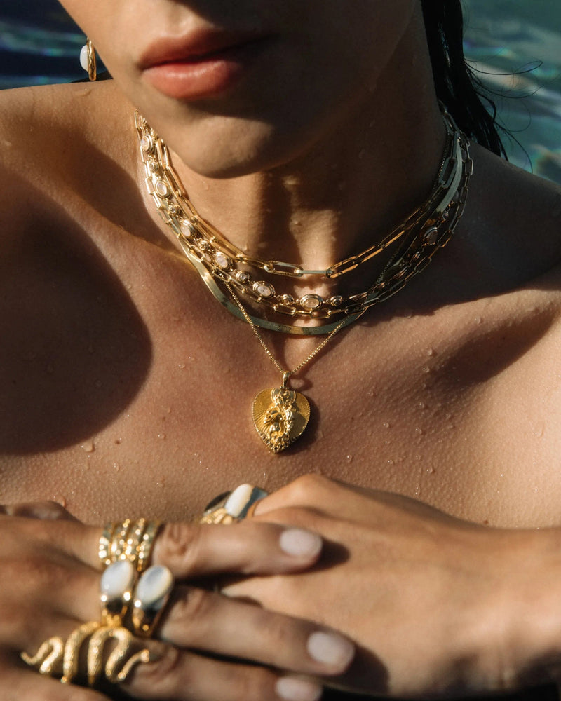 Awe Inspired Necklaces 14K Yellow Gold Vermeil Lit From Within Necklace Set