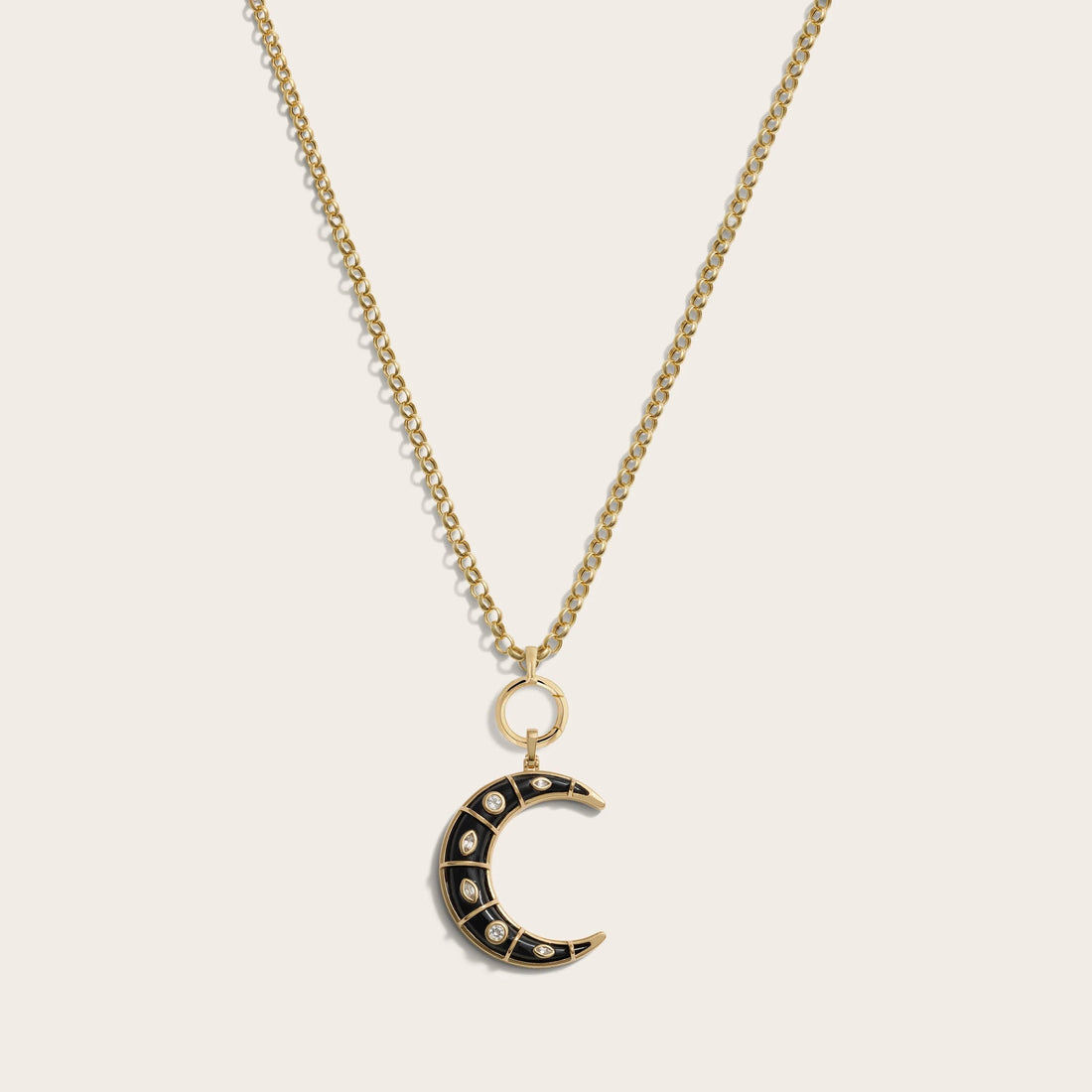 Awe Inspired Necklaces 14K Yellow Gold Vermeil Long Mystic Moon Charm Necklace