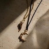 Awe Inspired Necklaces 14K Yellow Gold Vermeil Long Tiger's Eye Horn Charm Necklace