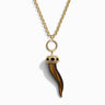 Awe Inspired Necklaces 14K Yellow Gold Vermeil Long Tiger's Eye Horn Charm Necklace