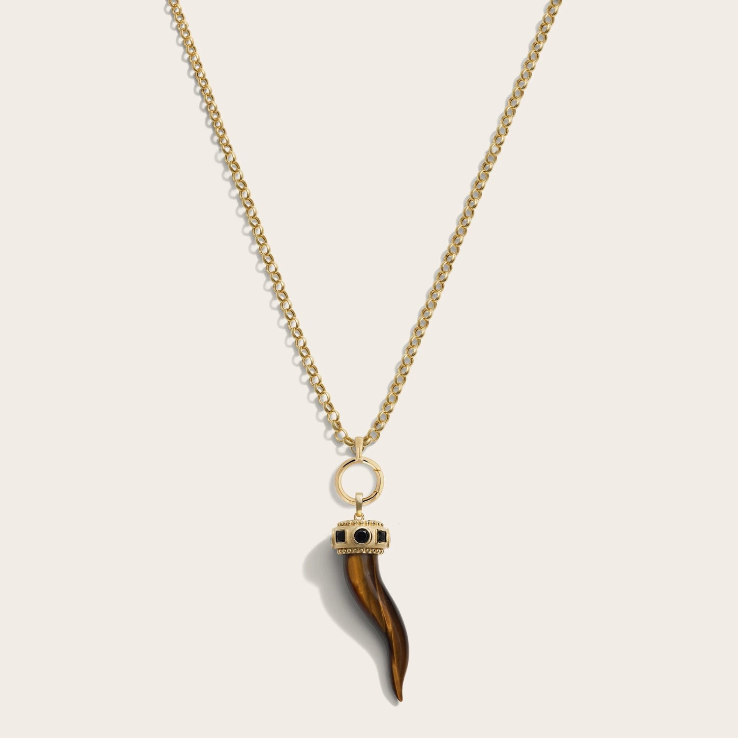 Product image of Awe Inspired Necklaces 14K Yellow Gold Vermeil Long Tiger's Eye Horn Charm Necklace