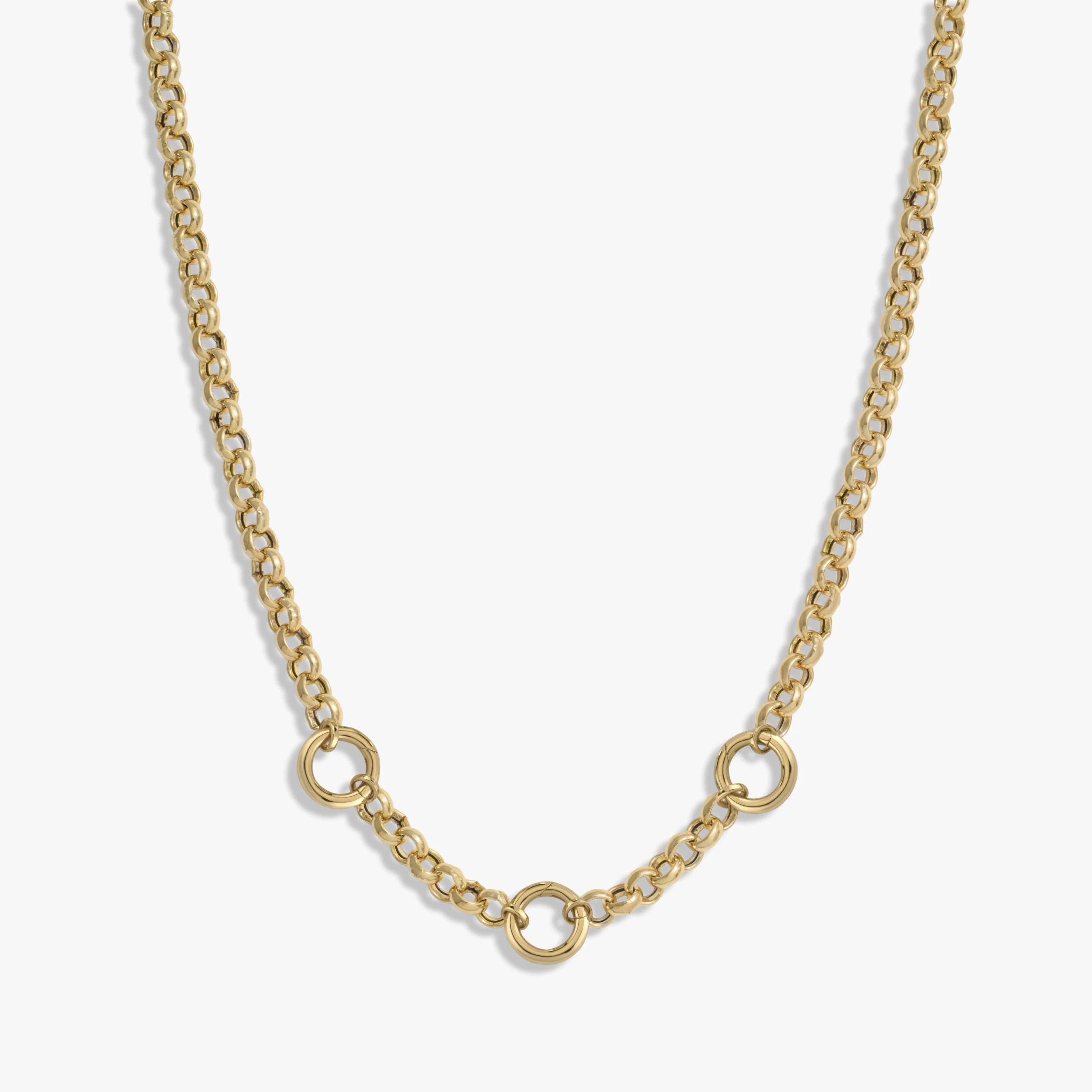 Awe Inspired Necklaces 14K Yellow Gold Vermeil Long Triple Charm Collector Necklace
