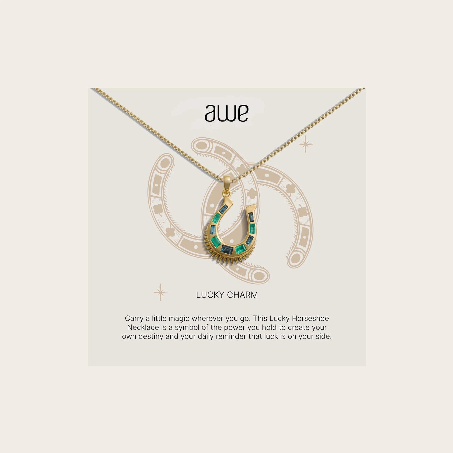 Awe Inspired Necklaces 14K Yellow Gold Vermeil Lucky Charm Card Gift Set