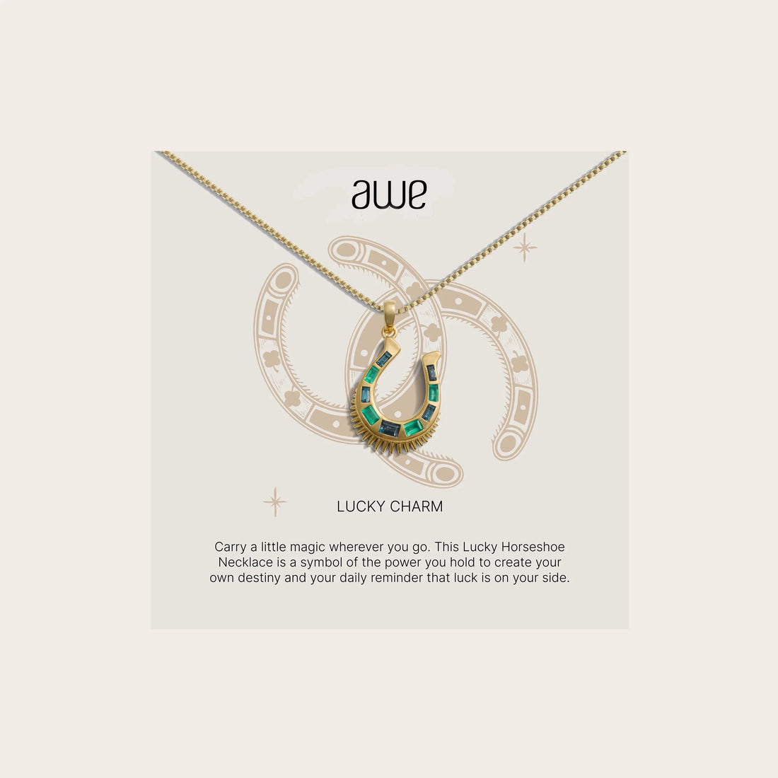 Awe Inspired Necklaces 14K Yellow Gold Vermeil Lucky Charm Card Gift Set