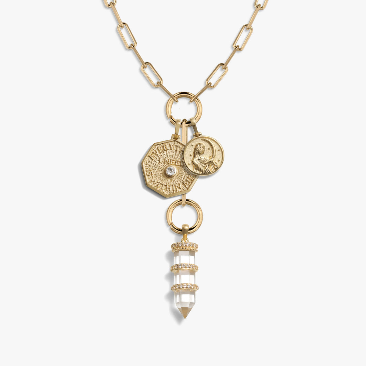 Awe Inspired Necklaces 14K Yellow Gold Vermeil Manifestation Charm Lariat