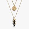 Awe Inspired Necklaces 14K Yellow Gold Vermeil Medusa and Onyx Crystal Snake Necklace Set