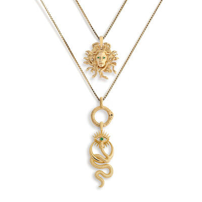 Awe Inspired Necklaces 14K Yellow Gold Vermeil Medusa’s Gaze Necklace Set