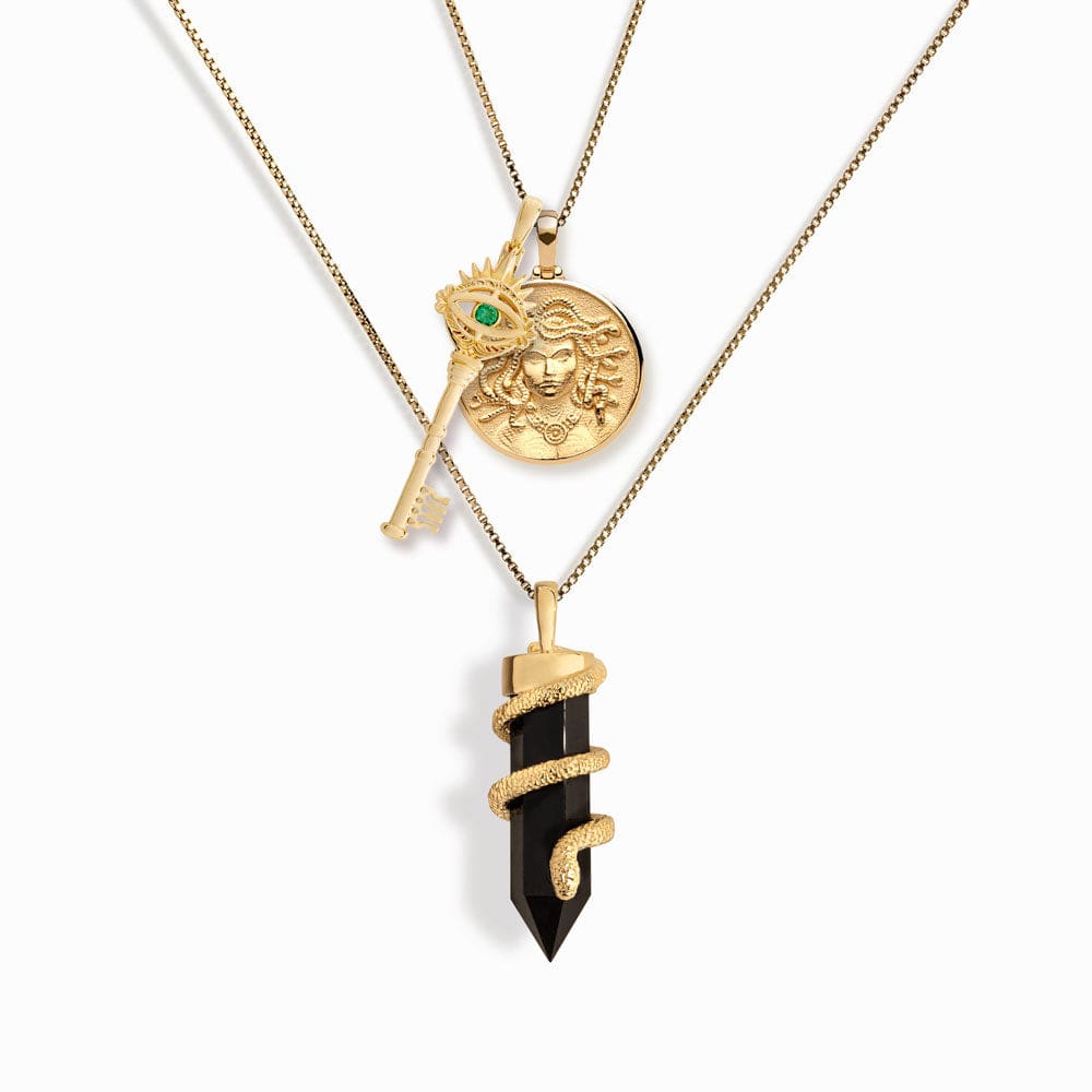Awe Inspired Necklaces 14K Yellow Gold Vermeil Medusa’s Power Unlocked Necklace Set