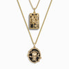 Awe Inspired Necklaces 14K Yellow Gold Vermeil Memento Mori and Death Tarot Necklace Set