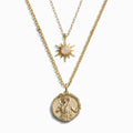 Awe Inspired Necklaces 14K Yellow Gold Vermeil Men's Apollo and Opal Sun Necklace Set